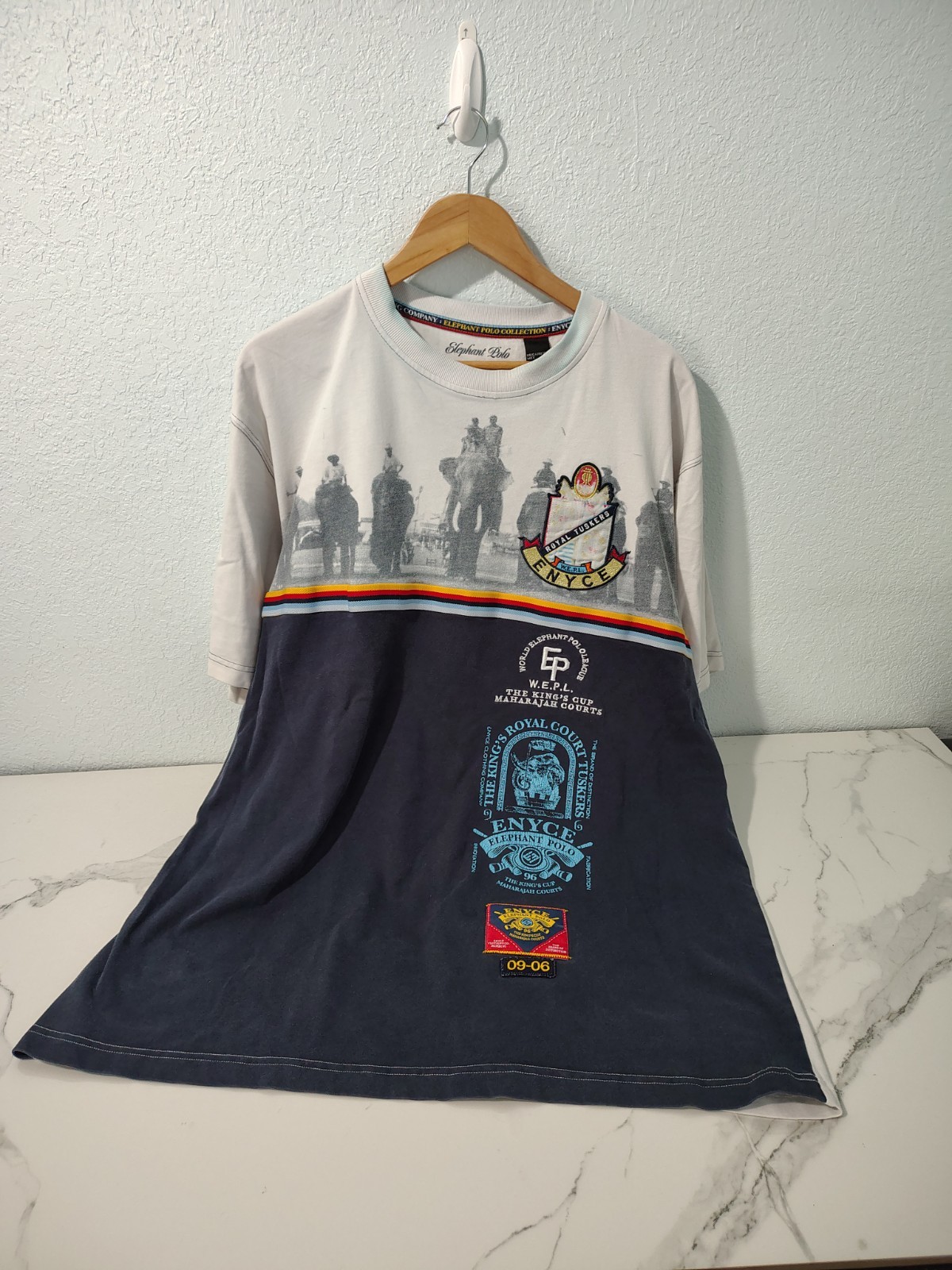 RARE ENYCE T-shirt Elephant Polo Collection Royal Tuskers Short Sleeve 2XL: B120 gallery