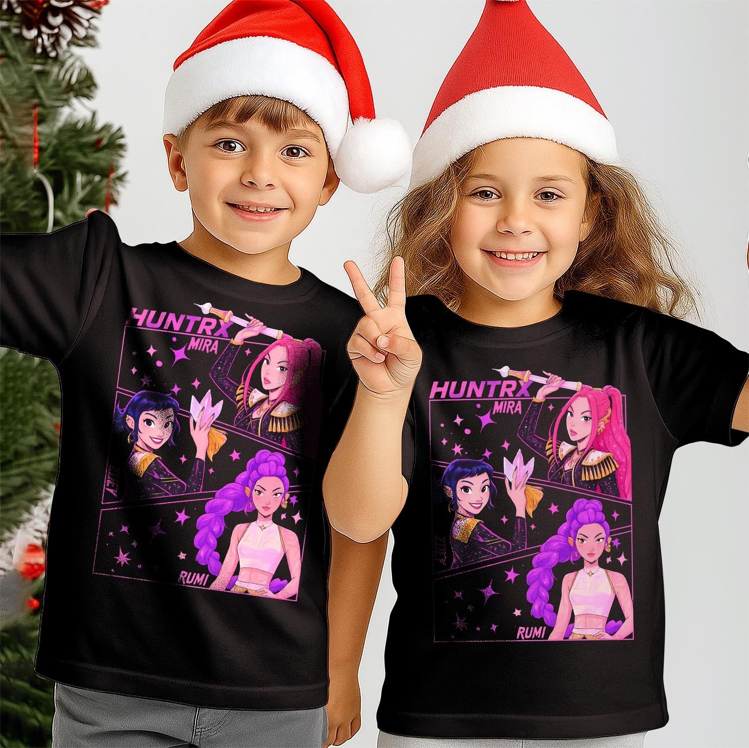 Christmas Anime Hunters TShirt Pop Style Xmas Manga kids Toddler’s Tshirt T-NF-1
