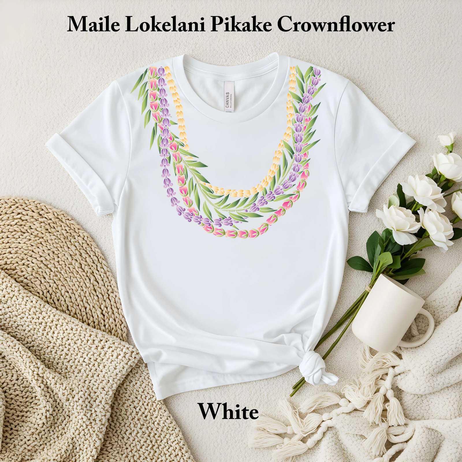 Maile Lokelani Pikake Crown Flower Lei T-Shirt gallery