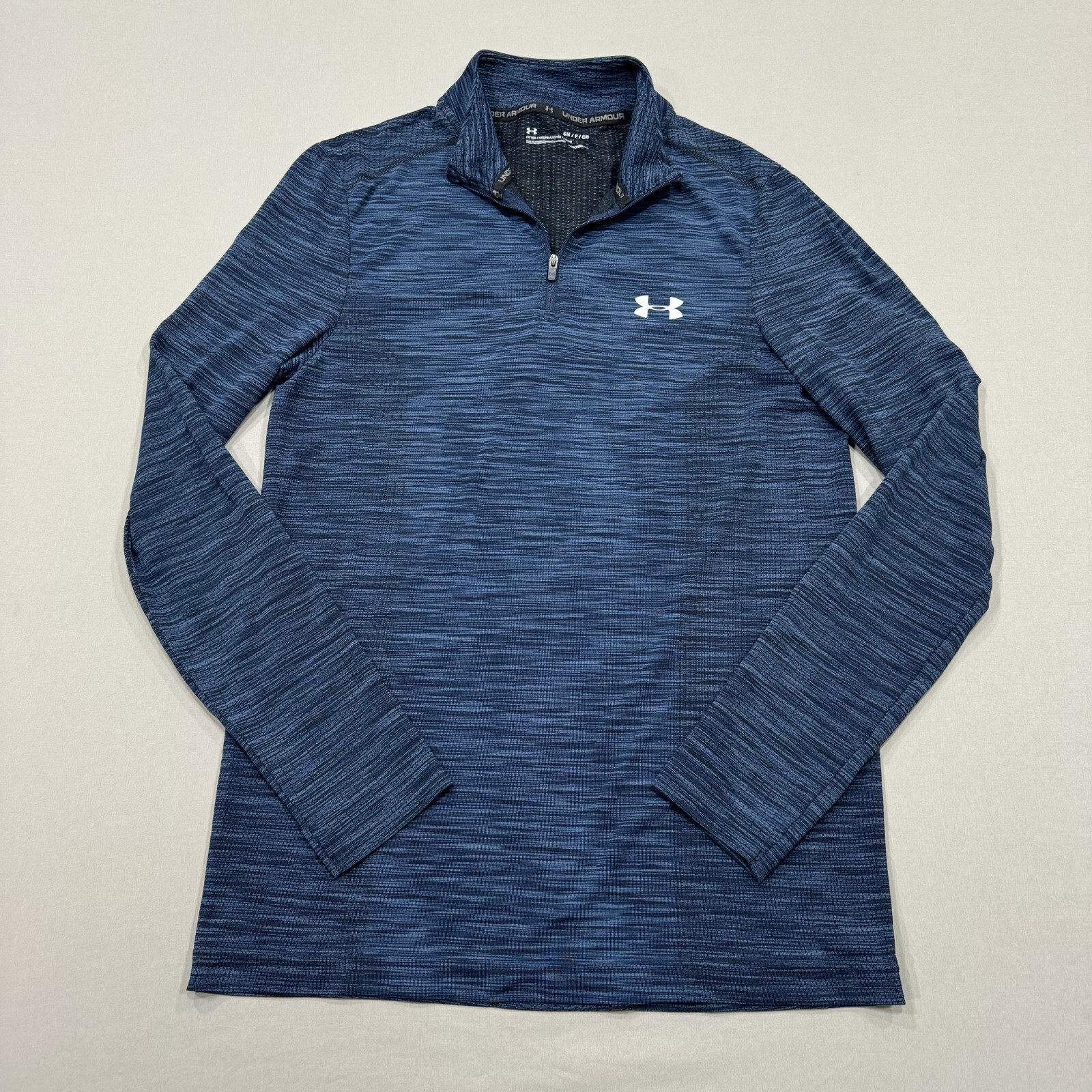 Under Armour Shirt Mens Small Blue Long Sleeve 1/4 Zip Fitted Heat Gear Active gallery