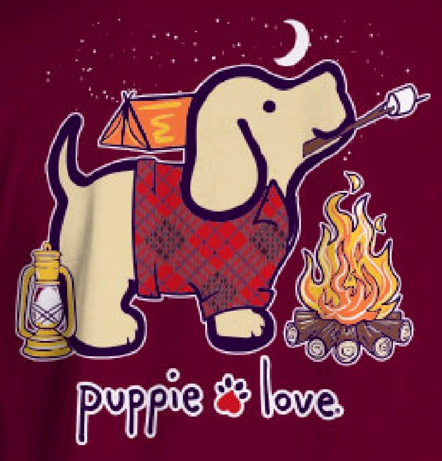 Puppie Love Dog Camping Pup Toasted Marshmallows Short Sleeve T-Shirt NEW gallery