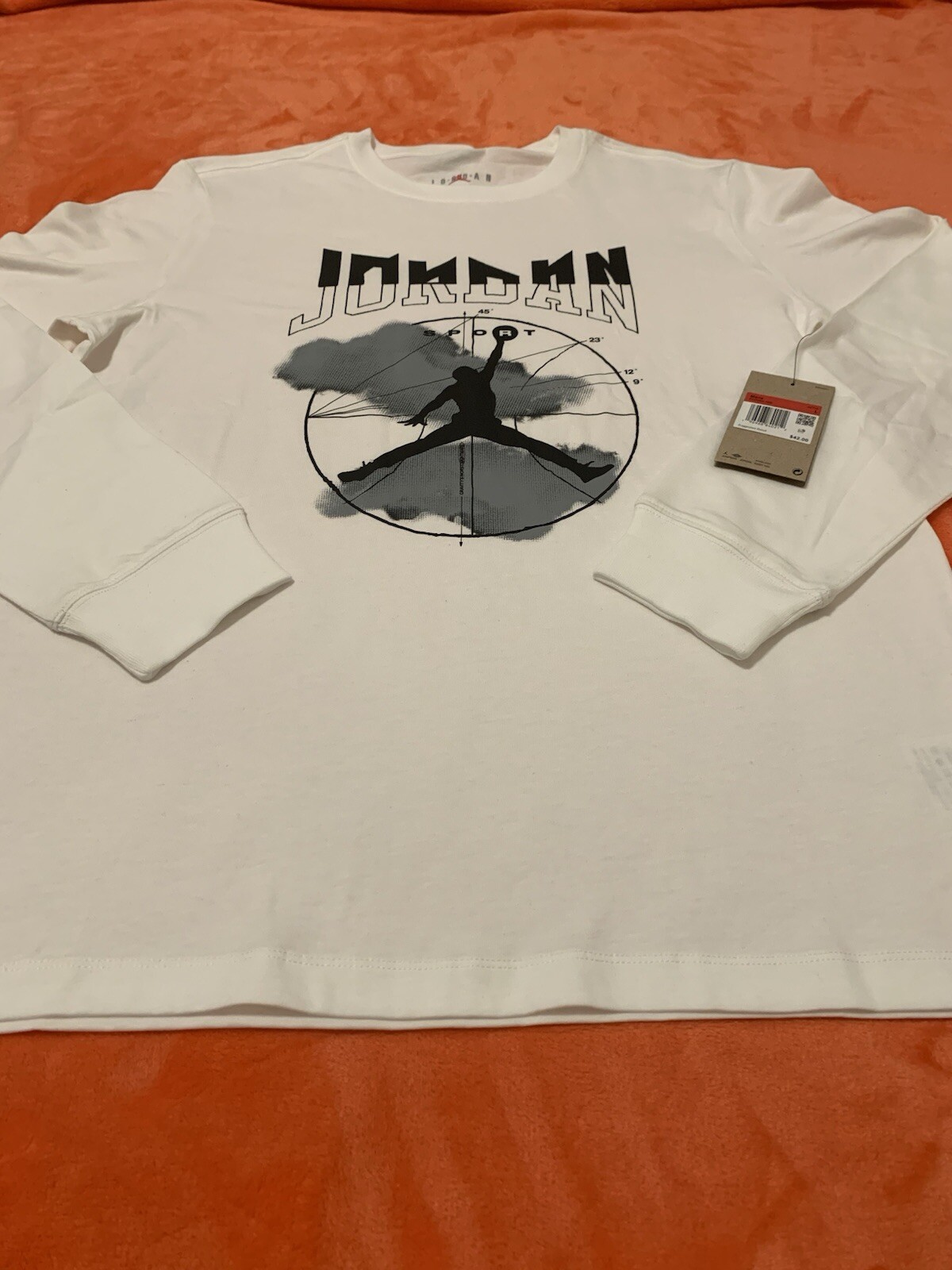 Jordan Sport DF7004-100 Men's White Logo Ribbed Cuffs Long Sleeve T-Shirt Large gallery
