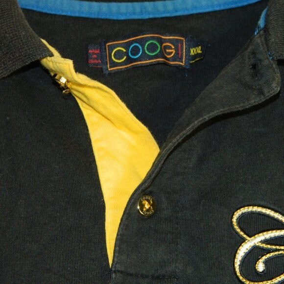 Coogi Australia Vintage Y2K Color Block Graphic Golf Polo Shirt Blue Size 3XL gallery