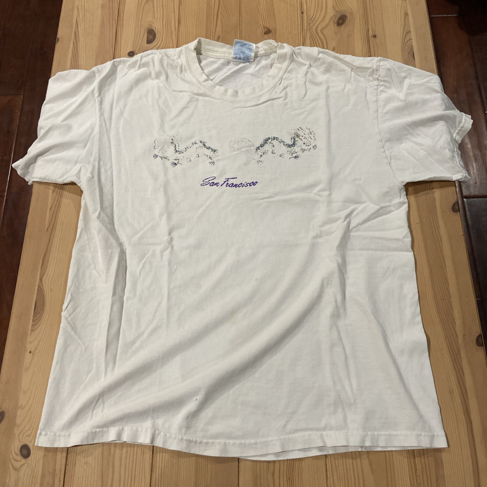 Vintage San Francisco China Town Dragon T Shirt Size L Super faded
