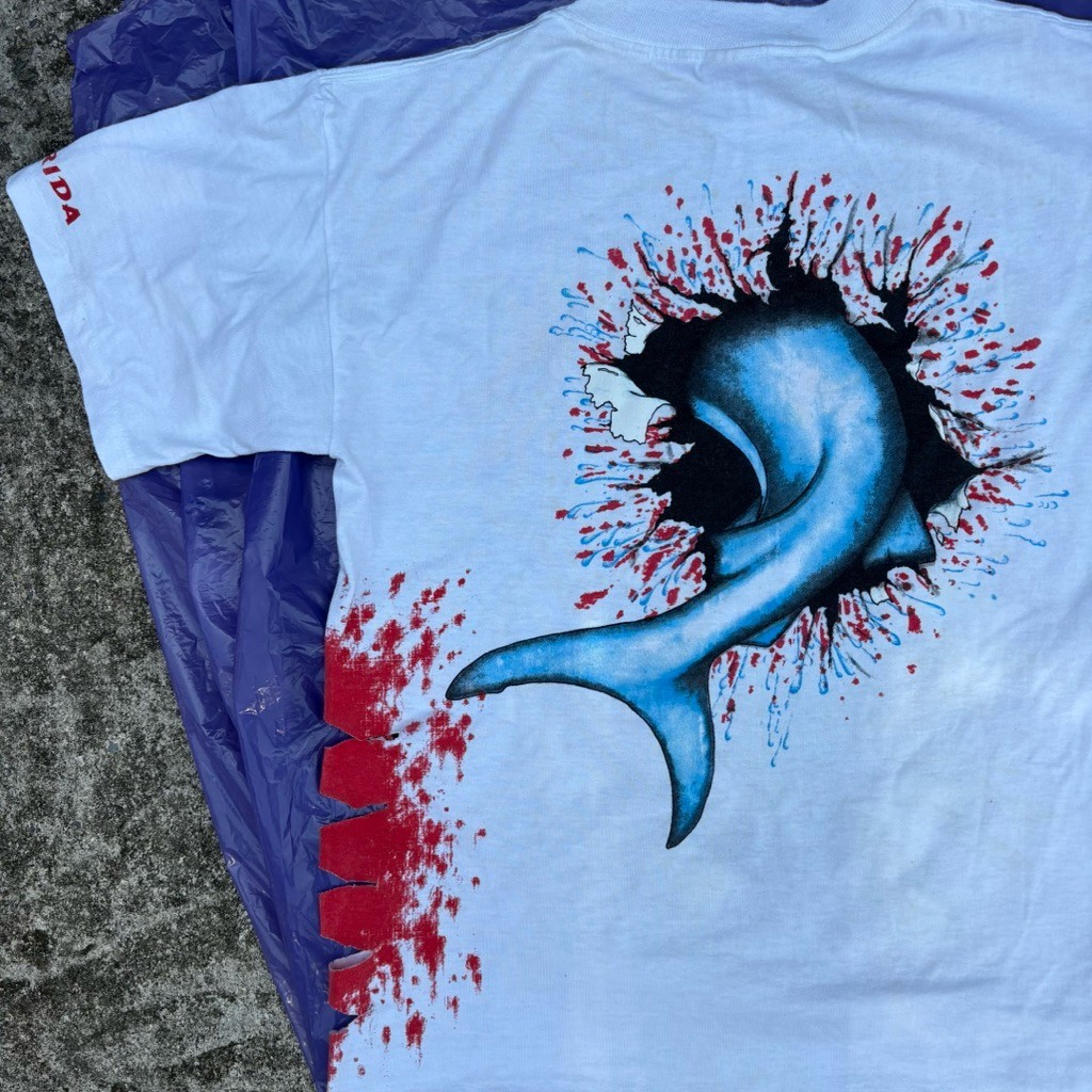 Rare Vintage 1993 Shark Attack T-Shirt Miller Brand Made in USA Big Graphic M gallery