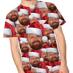 Personalised Funny Face All Over Santa T Shirt Men shirt Christmas Him Custom…