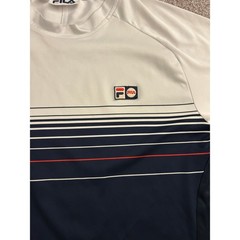 Fila Performance T-Shirt Mens Large Navy White Excellent Striped Athletic Top