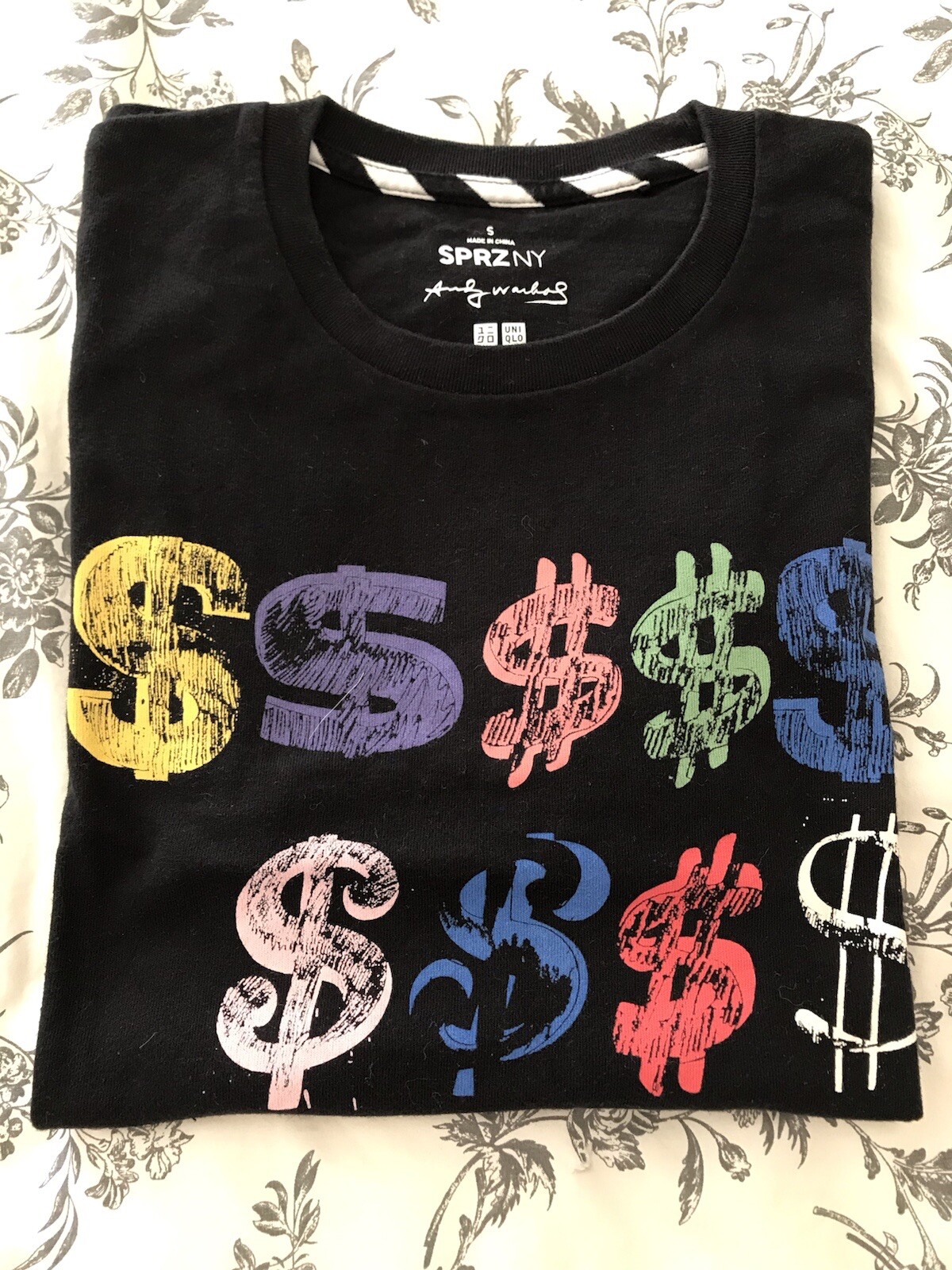 SPRZ NY x Andy Warhol Black Crew Neck Dollar Sign Graphic Tee Shirt Size S NEW gallery
