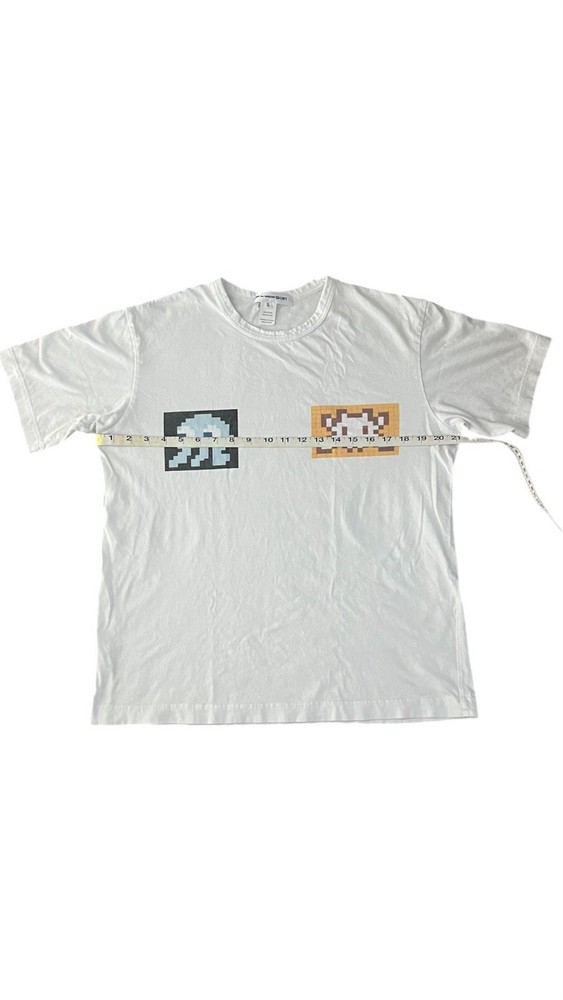 COMME des GARCONS SHIRT TShirt White Invader Digital Tee Graphic XL Runs Small