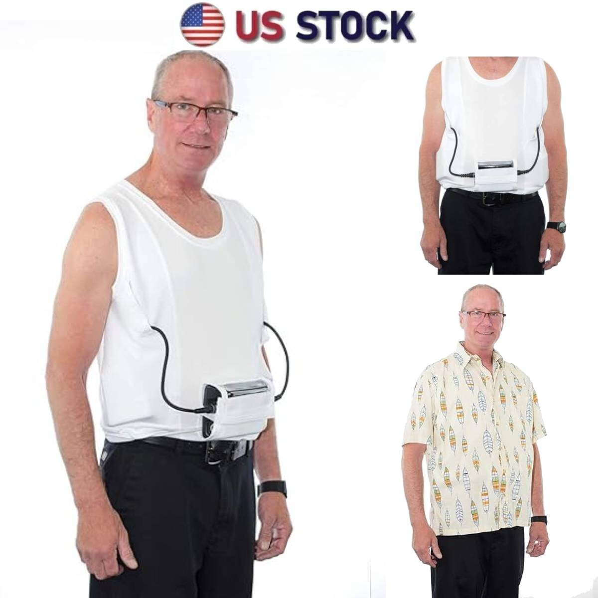 LVAD HeartMate 2 & 3 Sleeveless Tank Top Shirt for Men's With Pockets White S-5X gallery