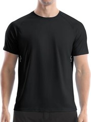 Men’s UPF 50+ Quick Dry Rash Guard Short Sleeve Swim Shirt for Surfing Fishing