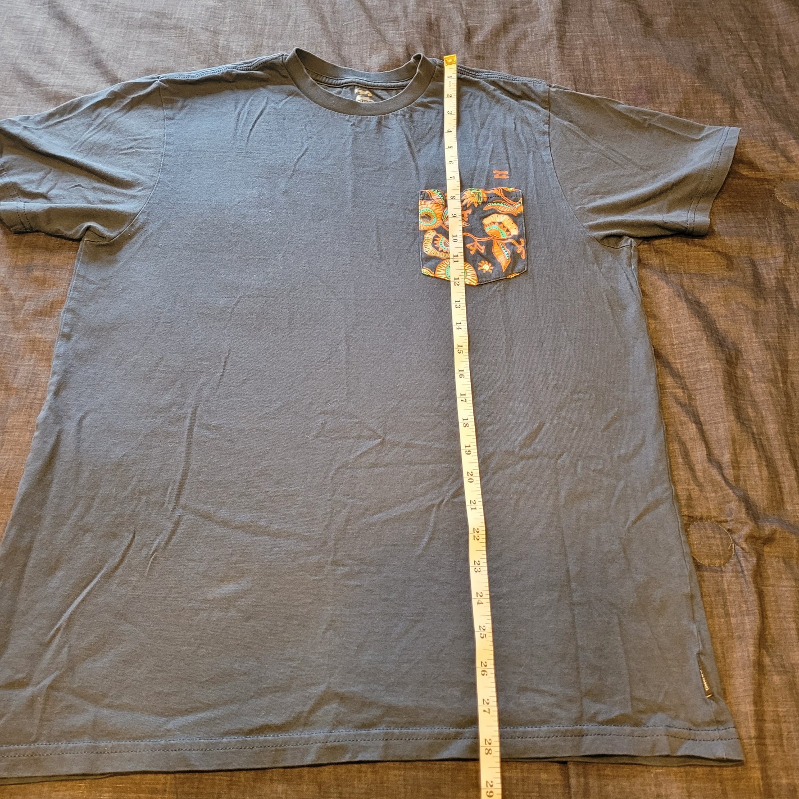 Billabong Men's Size L Premium Tee Shirt Blue Paisley Printed Pocket Cotton gallery