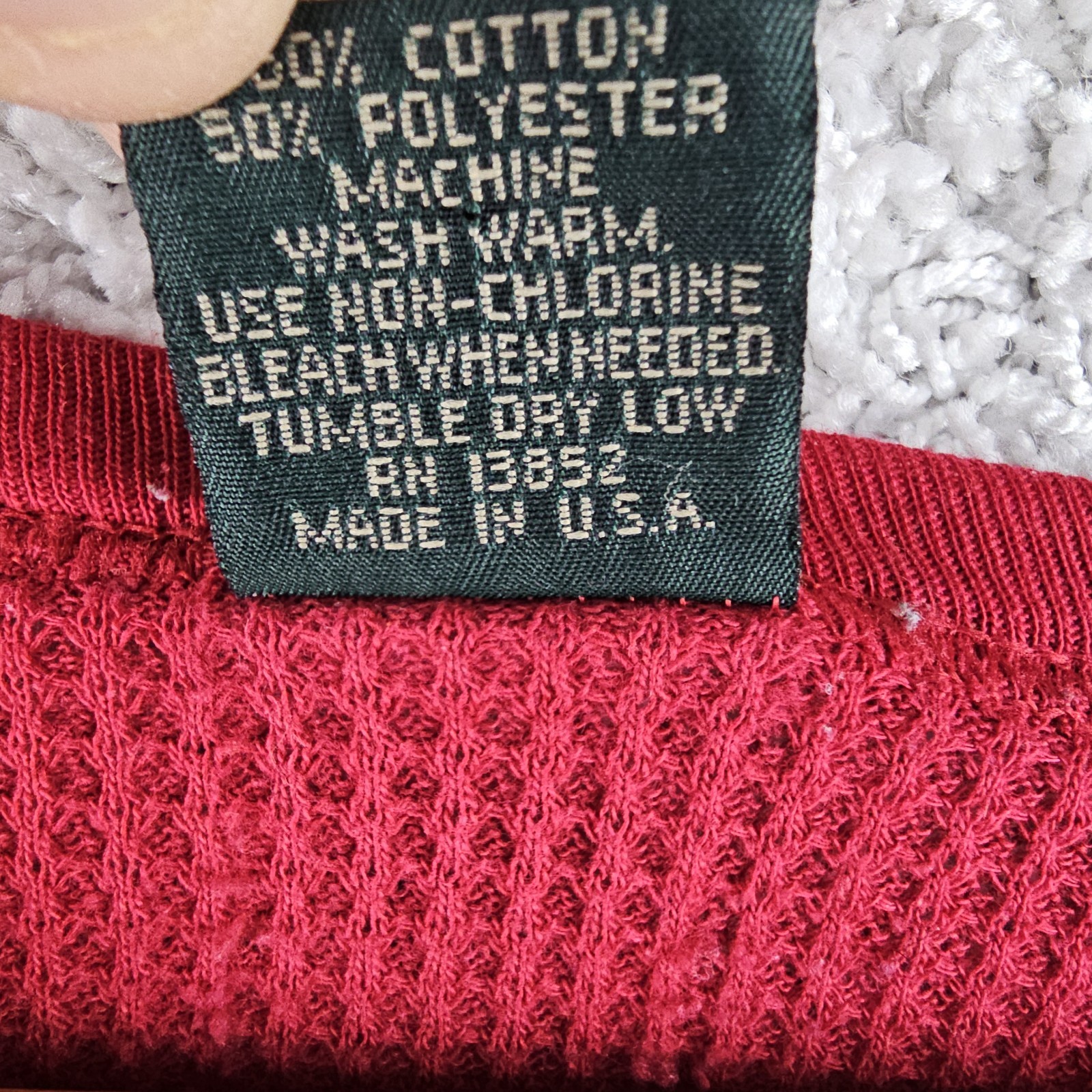 Vintage Greatland Thermal Red Polycotton Waffle Knit Shirt Men's XL 90s Made USA gallery