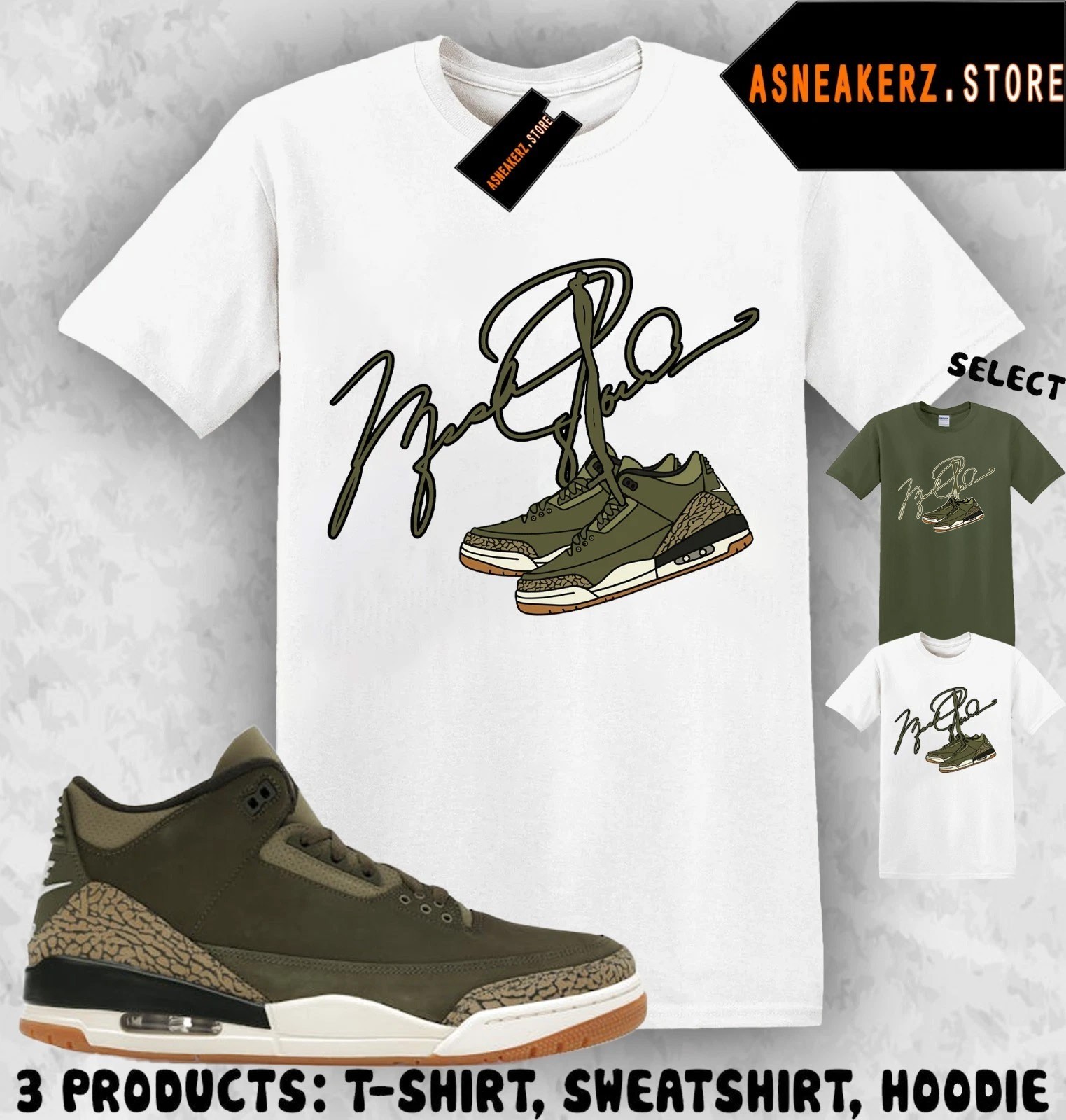 Tee Shirt Matching AJ 3 Family Affair To Match Sneaker MJ Shoelace 3s T-Shirt gallery