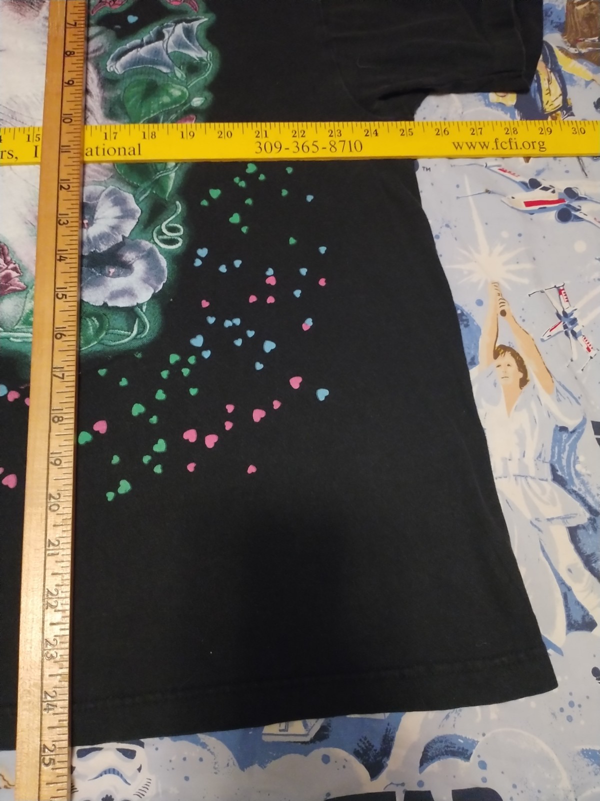 Vintage Cat Heart All Over Print Hearts XLarge Single Stitch See Measurement Pic gallery