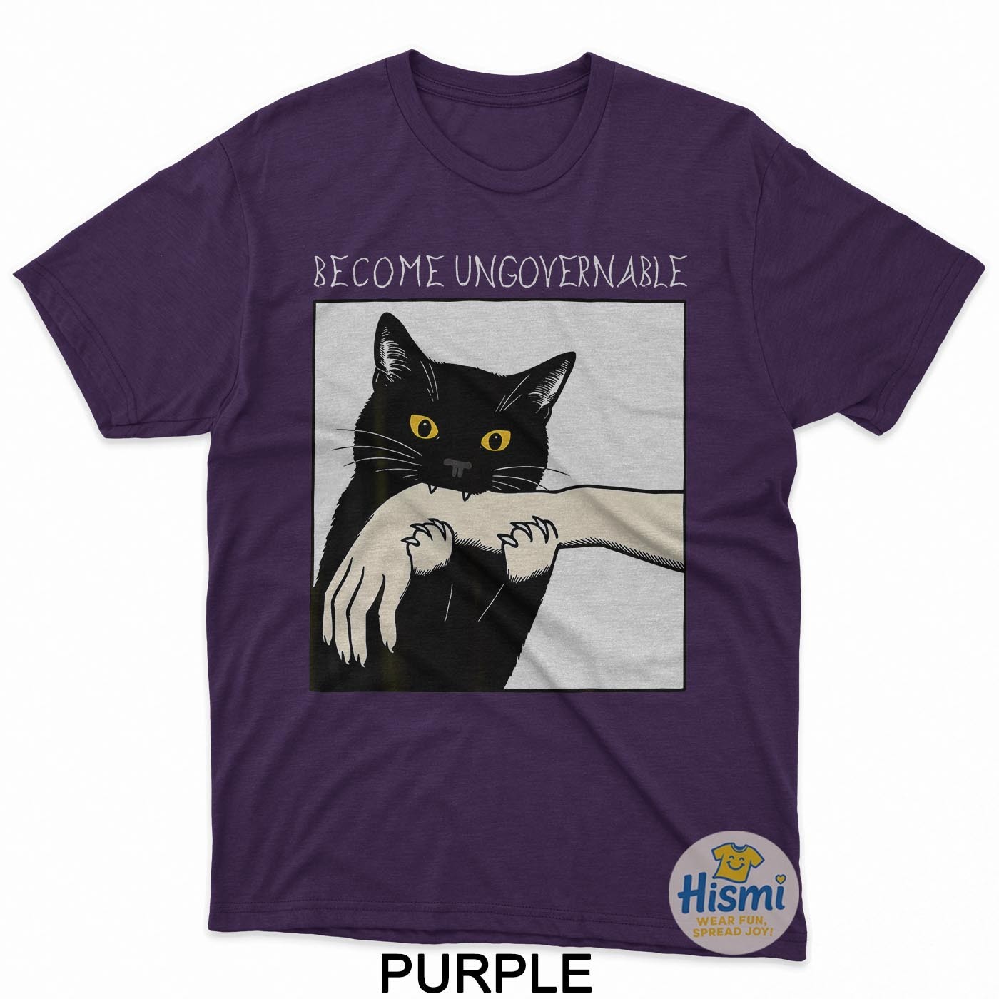 Become Ungovernable - Black Cat Biting Hand Funny Meme T-Shirt gallery