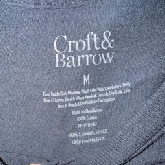 Croft & Barrow Men’s M Black Cotton Knit Short Sleeve Crew “Eat Fish Chill” Tee