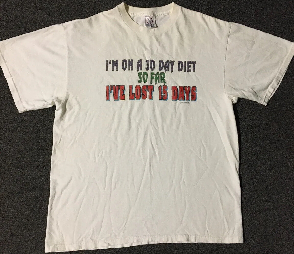 Vtg 90s Im On A 30 Day Diet Ive Lost 15 Days Faded Shirt M Sarcasm Funny Saying gallery