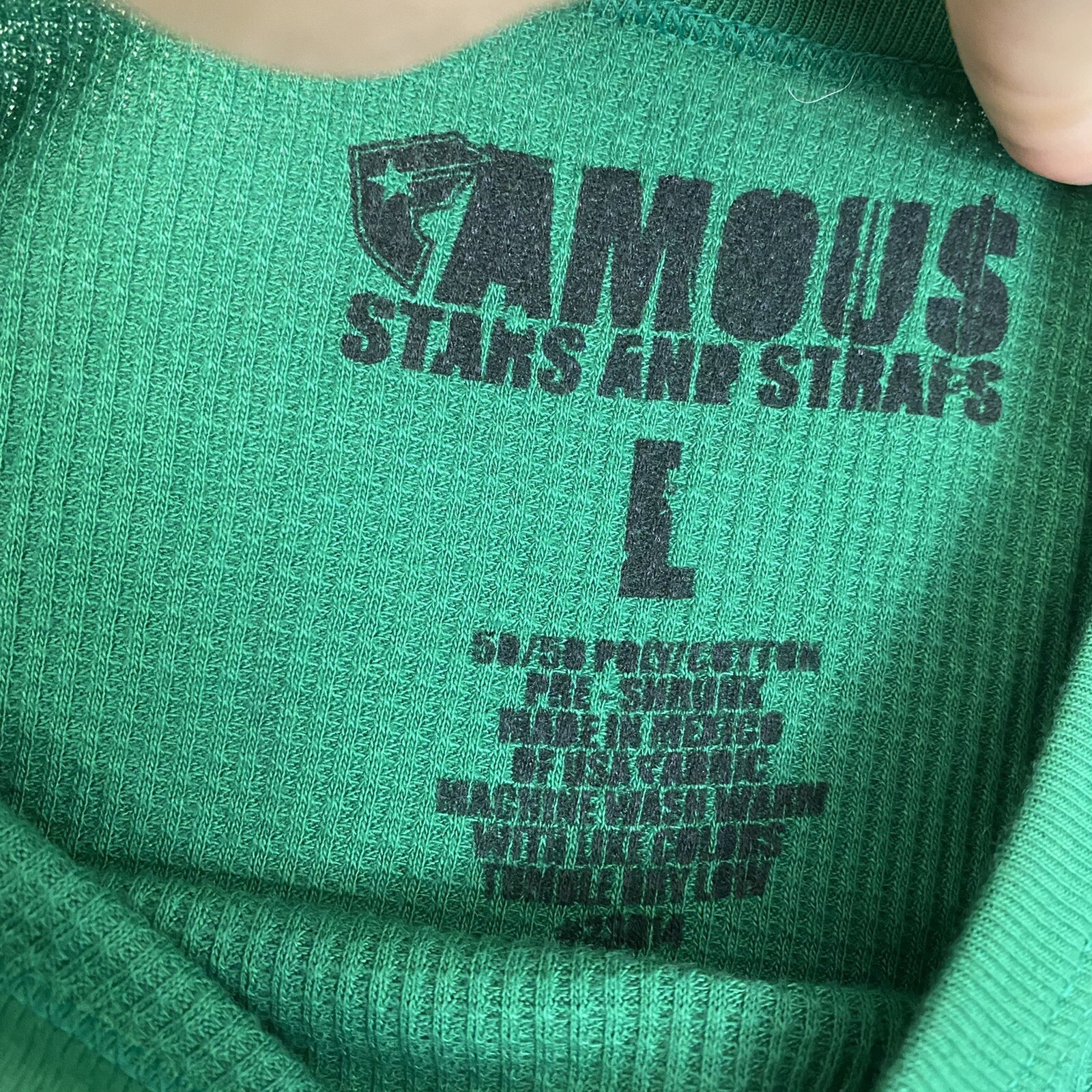 Famous Stars Straps Shirt Men's Large Green Thermal Waffle Knit Vintage Y2K gallery