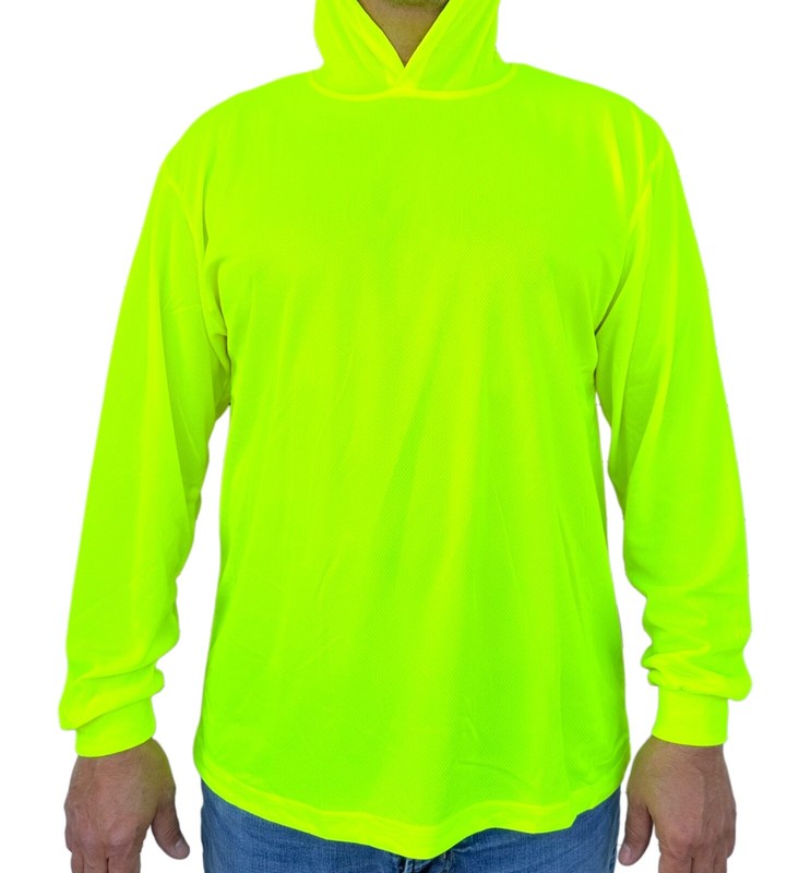 Hoodie Yellow  High Visibility Shirt  / Air Cooling Flow w/ UV Protection