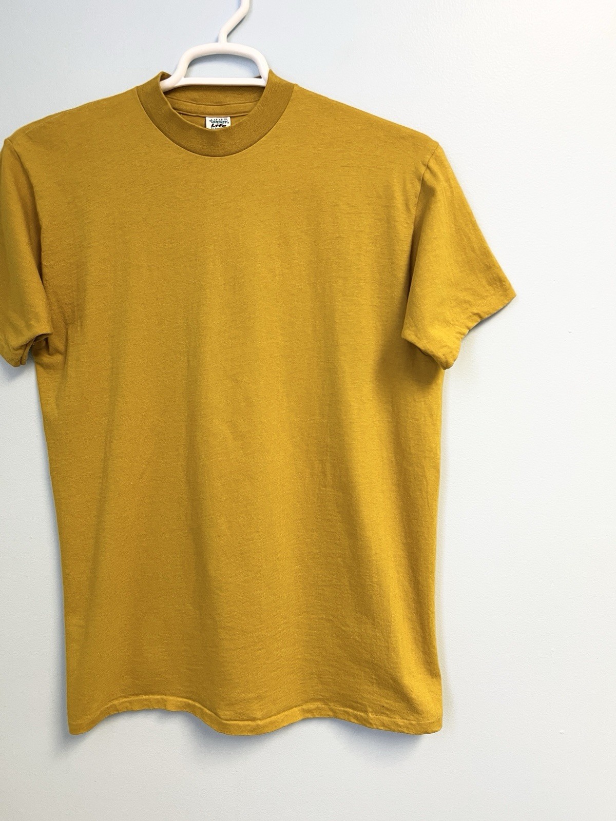Vintage 70s Jockey Life Sun T Shirt Mustard Yellow Tee Mens XL Made in USA gallery