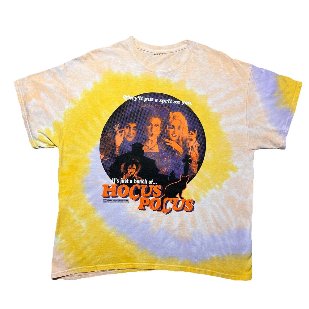 Hocus Pocus Sanderson Sisters Tie Dye T Shirt Mens XL Yellow Blue Halloween