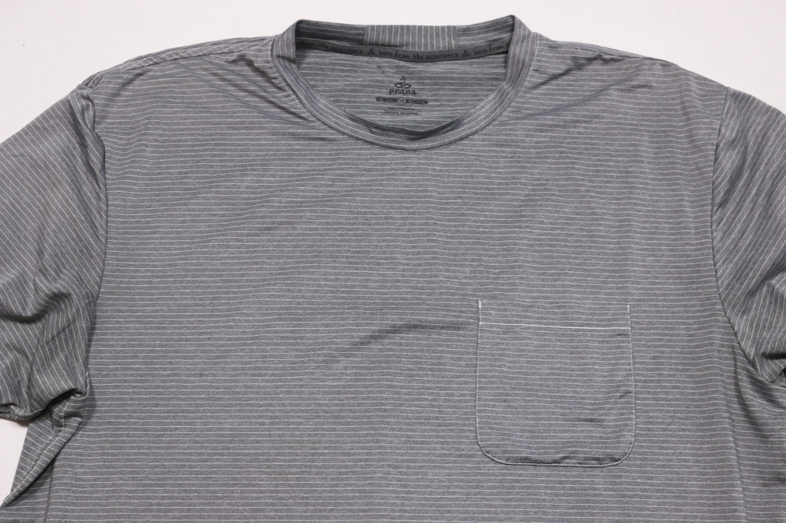 prAna Men's Pocket Tee XL Gray Striped Lightweight Poly Breathable Activewear gallery