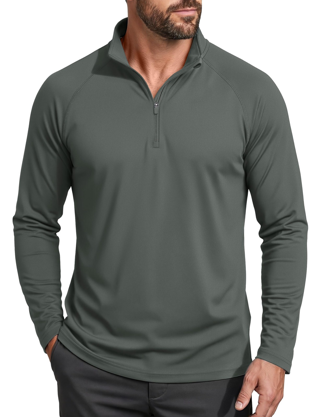 Hiking Shirts for Men Summer Sun Protective Quarter Zip Pullover for Men Rash... gallery