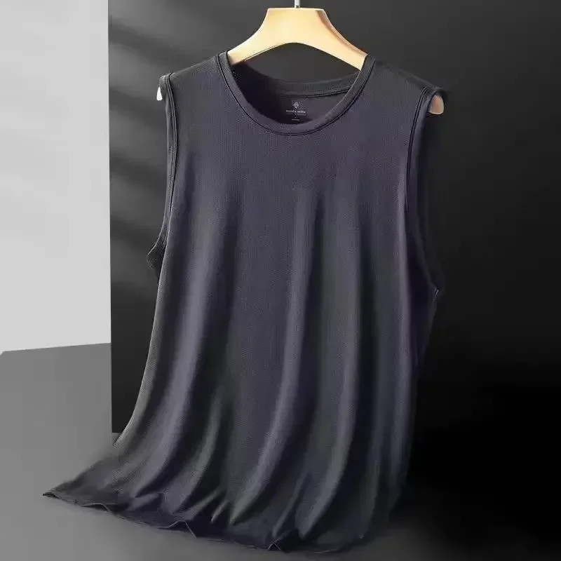 Men's Ice Silk Mesh Vest Lightweight Sports Summer Wear Sleeveless T-shirt Tank gallery