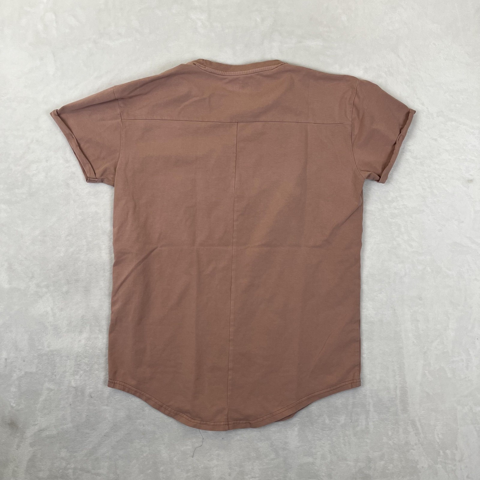 YoungLA T-Shirt Mens Large Pink Longline Curved Hem Stretch Logo Tee Crew Neck gallery