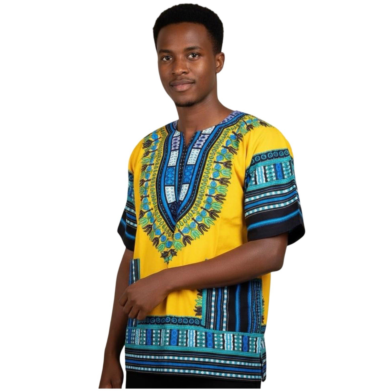 #1 Best Quality Unisex African Bright Dashiki 100%Cotton Shirt Variety Colors. gallery