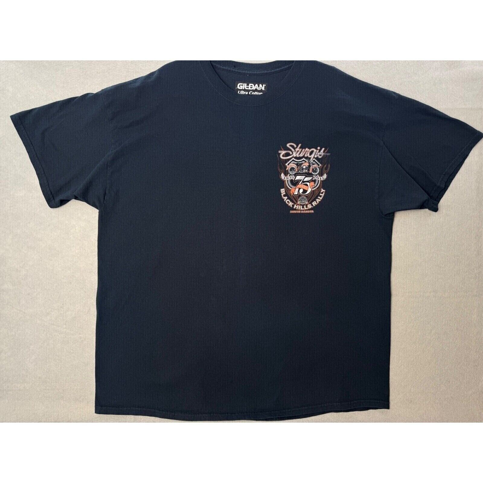 75TH ANNIVERSARY 2015 STURGIS BLACK HILLS RALLY T-SHIRT Black SIZE 2X gallery