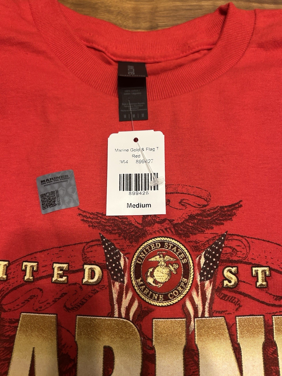 U.S. Marines Marine Gold & Flag T Men's Red Graphic Crew Neck Tee M gallery