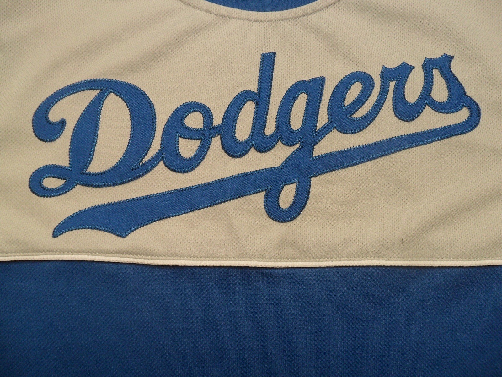 Large Vintage Dodgers 2 Tone Sewn Patches 100% Poly Waffle Knit #21 Shirt gallery