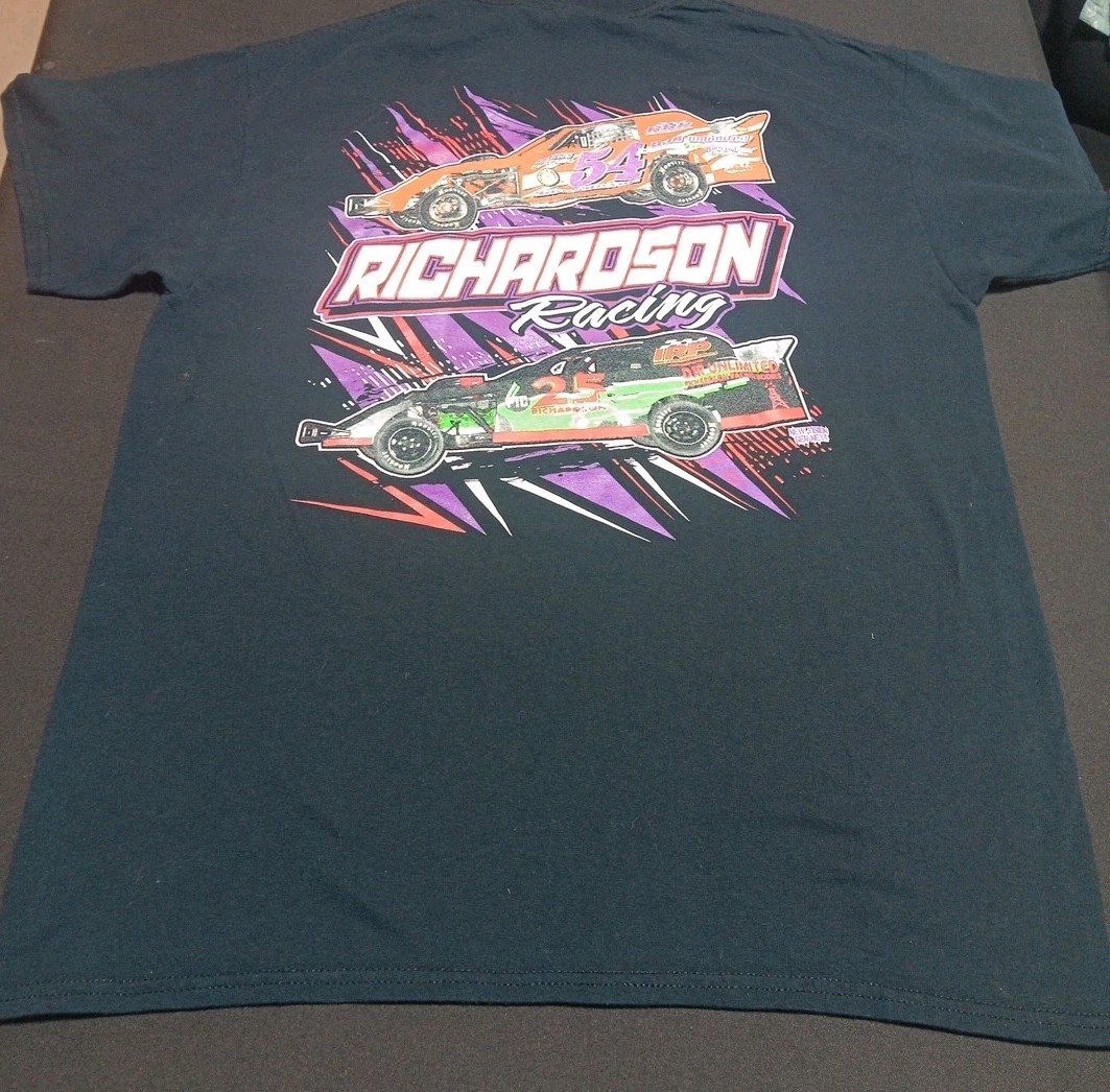 VTG Richardson Dirt Track Racing 54R 25R Sun faded distressed T-Shirt Sz L gallery
