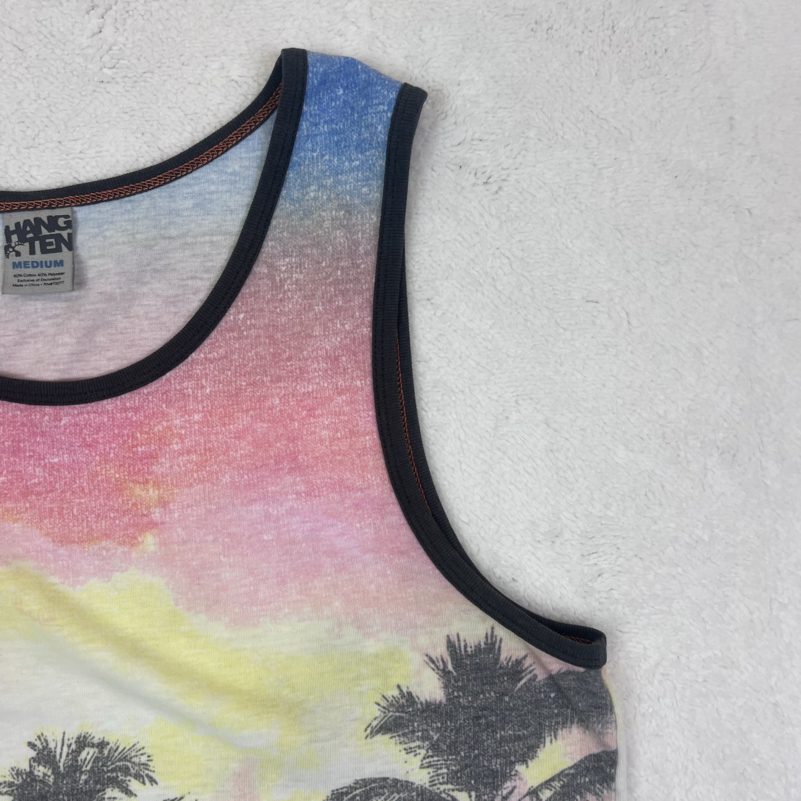 Hang Ten Tank Top Men's Size Medium Palm Sunset Casual Vacation Tee gallery