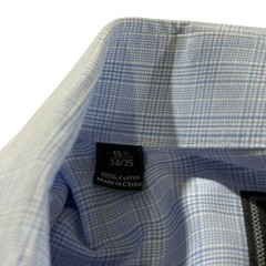 David Donahue Men Long Sleeve Button Up Size 15 1/2 Stripped Blue