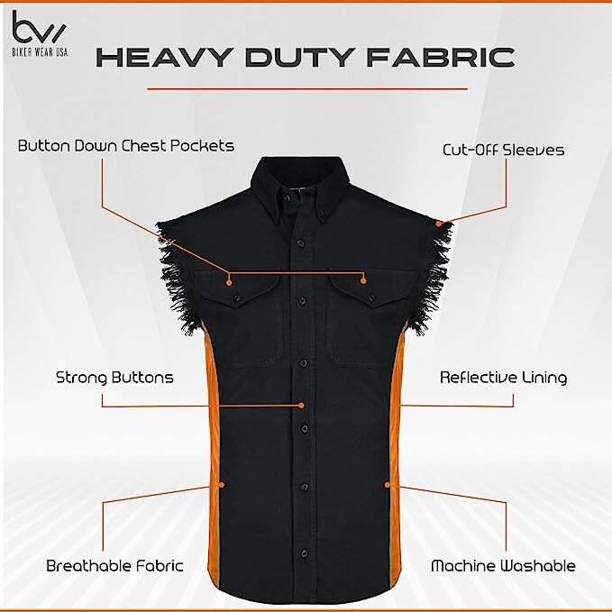MEN'S SLEEVELESS DENIM SHIRTS - 2-TONE - WITH VERTICAL REFLECTIVE SAFETY LINING gallery