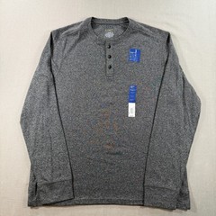 NWT Apt 9 Premier Flex Long Sleeve Henley Shirt Mens Large Gray Solid Stretch