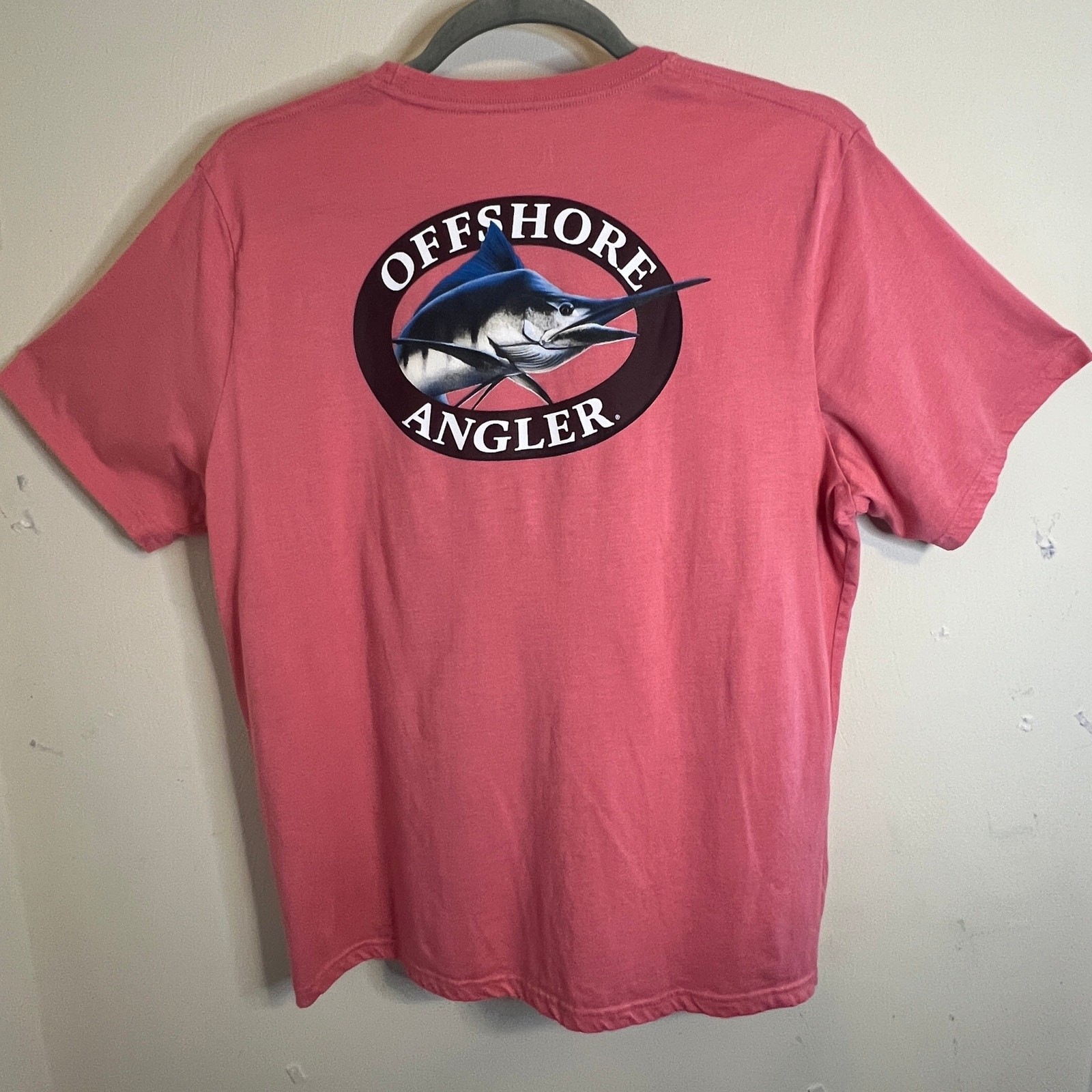 Offshore Angler Graphic T Shirt Size XL Front Pocket Pink Saltwater Fishing gallery