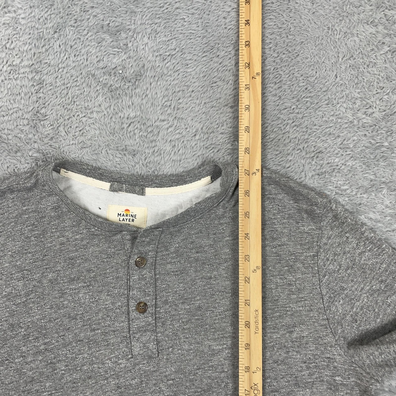 Marine Layer Henley Shirt Mens Large Gray Long Sleeve Viscose Blend Knit gallery