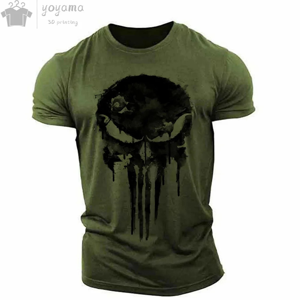 Men's T Shirt 3d Print Military Patriotic Skull O-Neck T Shirt Oversized T-Shirt gallery