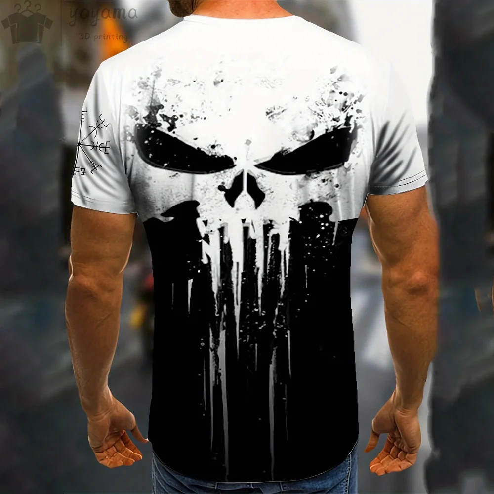 Men's T Shirt 3d Print Military Patriotic Skull O-Neck T Shirt Oversized T-Shirt gallery