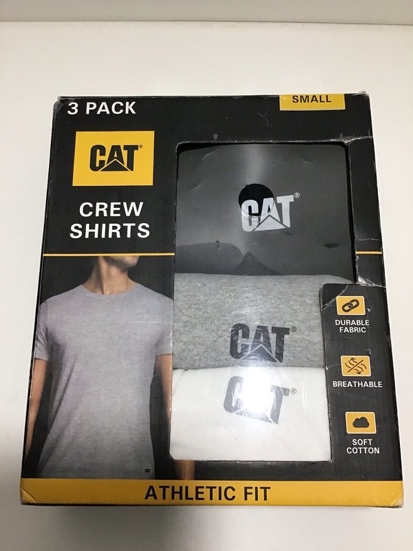CAT Caterpillar (3 pack) Multicolor Athletic Fit Logo Crew Shirts size S