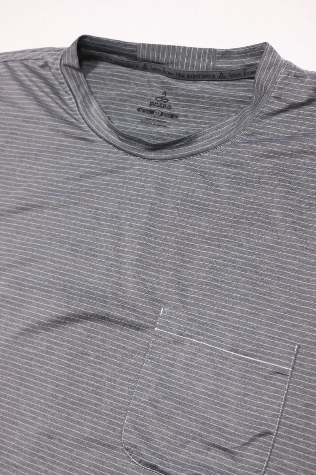 prAna Men's Pocket Tee XL Gray Striped Lightweight Poly Breathable Activewear gallery
