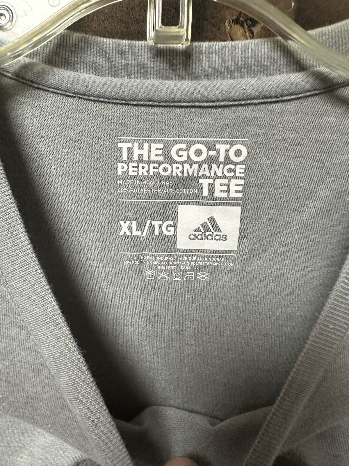 Adidas Go-To Performance Tee Men’s XL TG Gray Blue Logo Athletic T-Shirt gallery