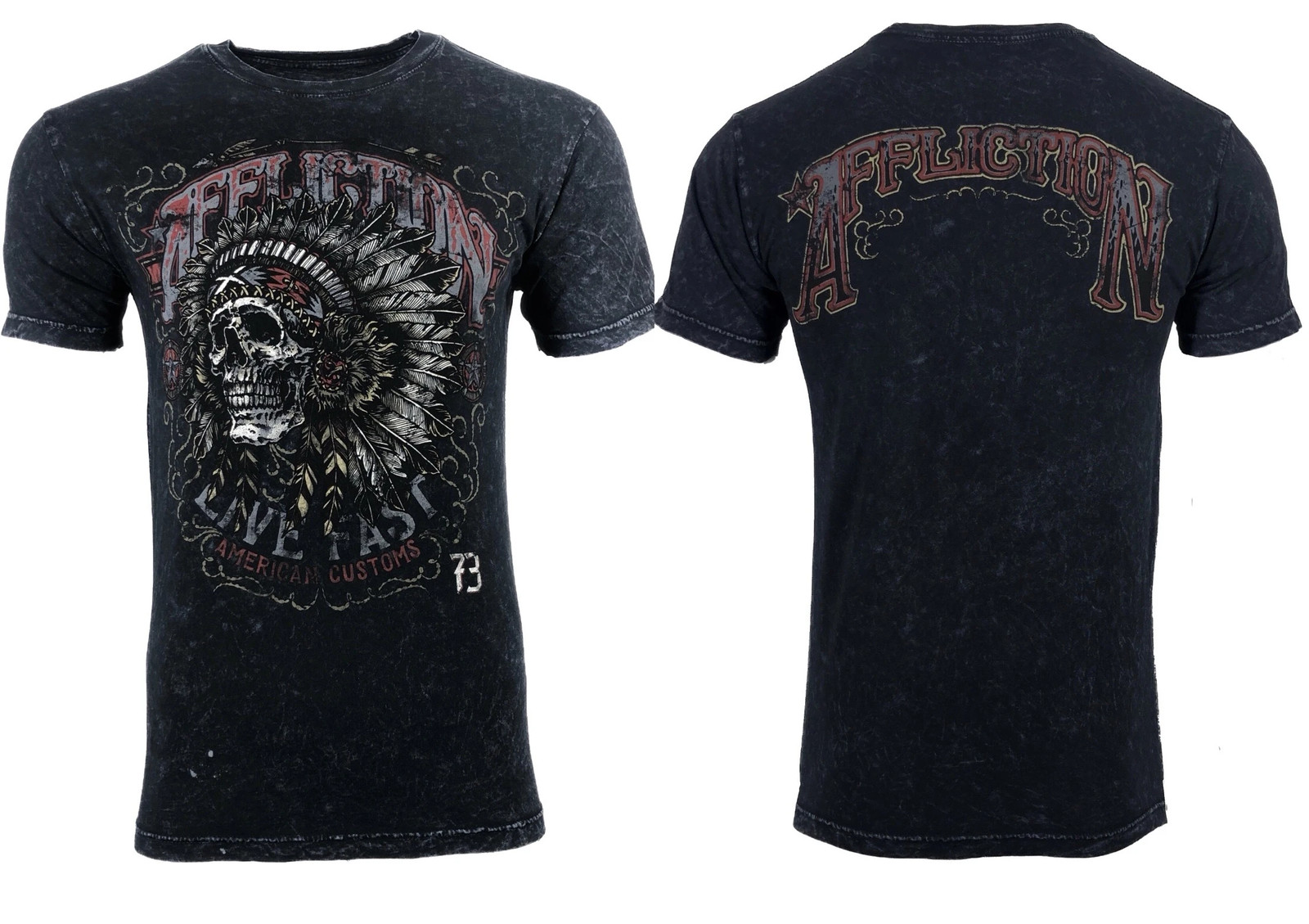AFFLICTION Men's T-shirt AC IROQUOIS BLACK LAVA Biker Skull Tattoo MMA S-4XL gallery