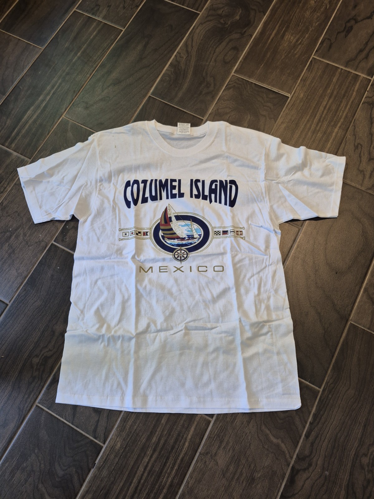 New Unisex Cozumel Island Mexico Size Large White Tshirt Sailboat gallery