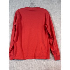 Lands End Mens Medium Orange/Red Long Sleeve Cotton Crewneck T-Shirt Ribbed Cuff