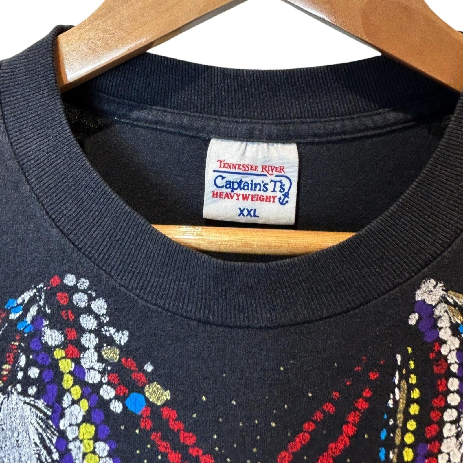 Vintage Tennessee River Feather Graphic Tee Womens XXL USA Boho Western Glitter gallery